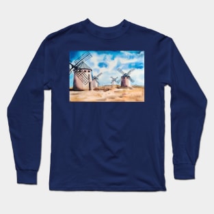 Castilla La Mancha Spanish Landscape illustration Long Sleeve T-Shirt